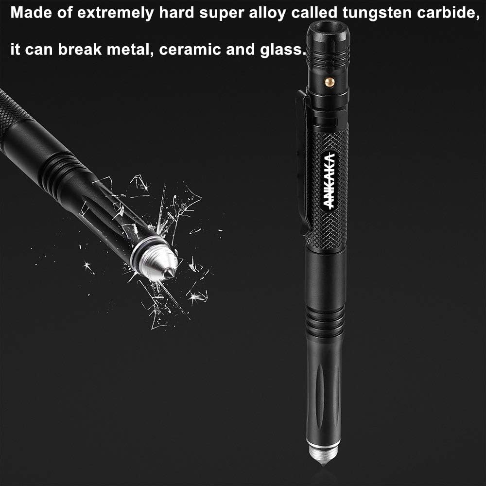The Most Loaded 6-in-1 Tactical Pen: Solves Other Brands' Weaknesses,Self Defense Tip + Flashlight + Ballpoint + Bottle Opener + Screw Driver + Hexagonal Wrench, 5 Ink Refills + 6 Batteries