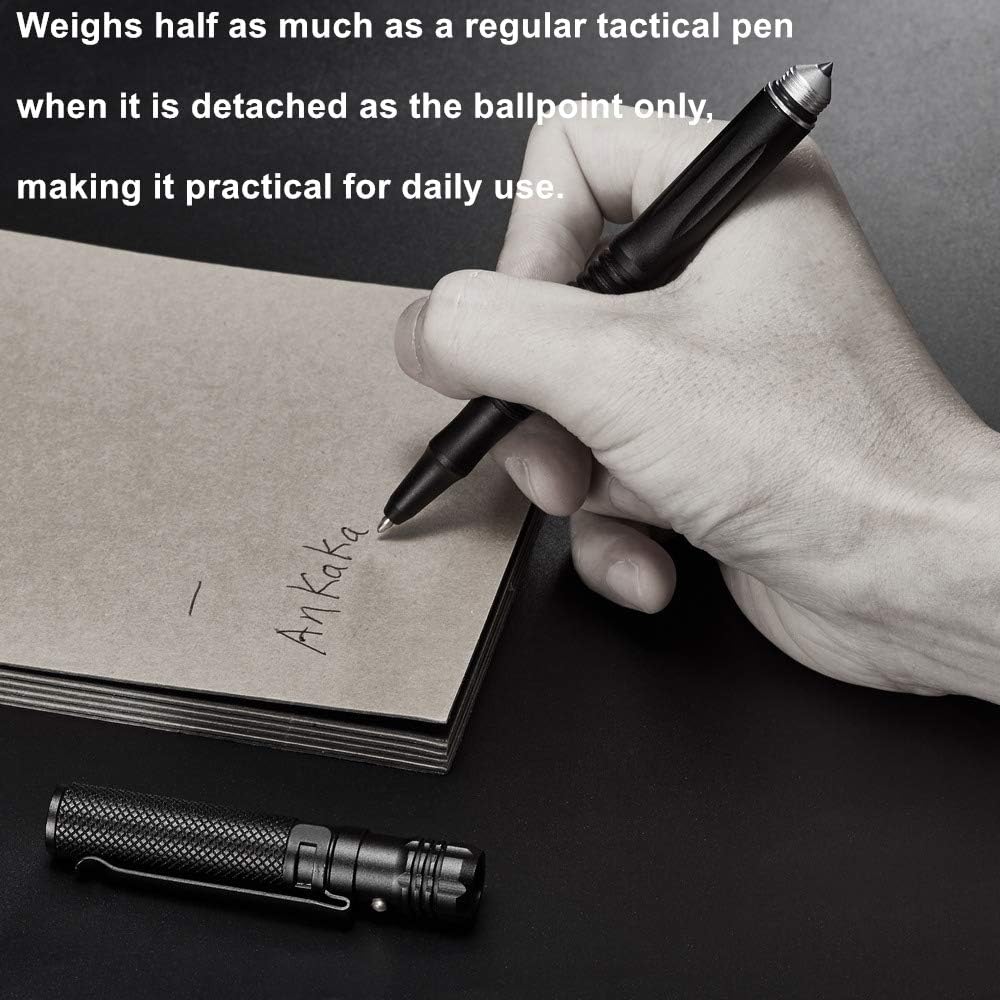 The Most Loaded 6-in-1 Tactical Pen: Solves Other Brands' Weaknesses,Self Defense Tip + Flashlight + Ballpoint + Bottle Opener + Screw Driver + Hexagonal Wrench, 5 Ink Refills + 6 Batteries