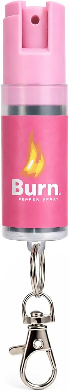 Burn Pepper Spray Keychain Self Defense for Women & Men, 1/2oz Compact Mini OC Spray with Twist Top, Clip, Police Grade, 12 FT Range, Personal Protection for Purse, Backpack, Home & Everyday Carry