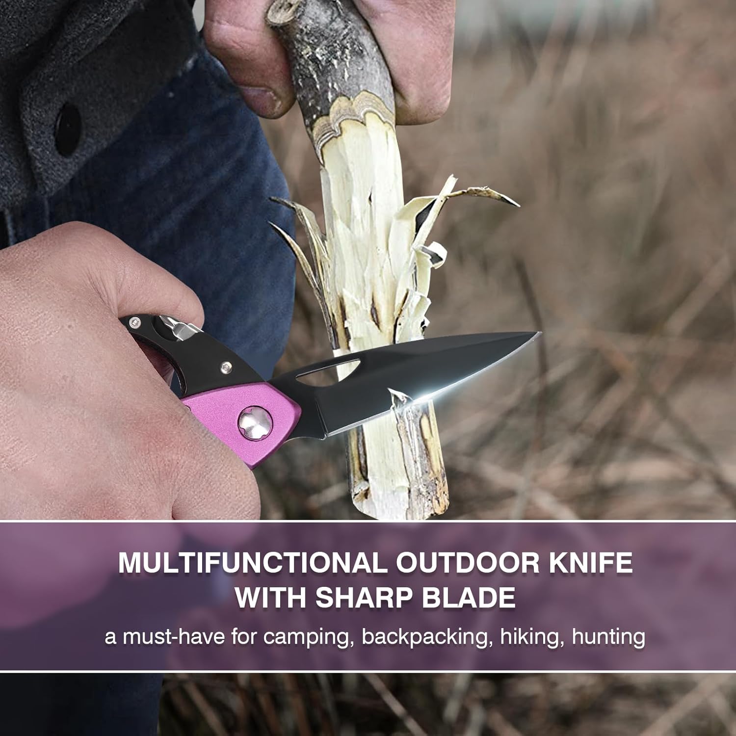 Pink Multitool Carabiner, Stocking Stuffers Gifts for Mom Women Wife, 6-in-1 Keychain Multi Tools with Window Breaker, Bottle Opener and Screwdriver, EDC Gear Gadget for Camping Hiking