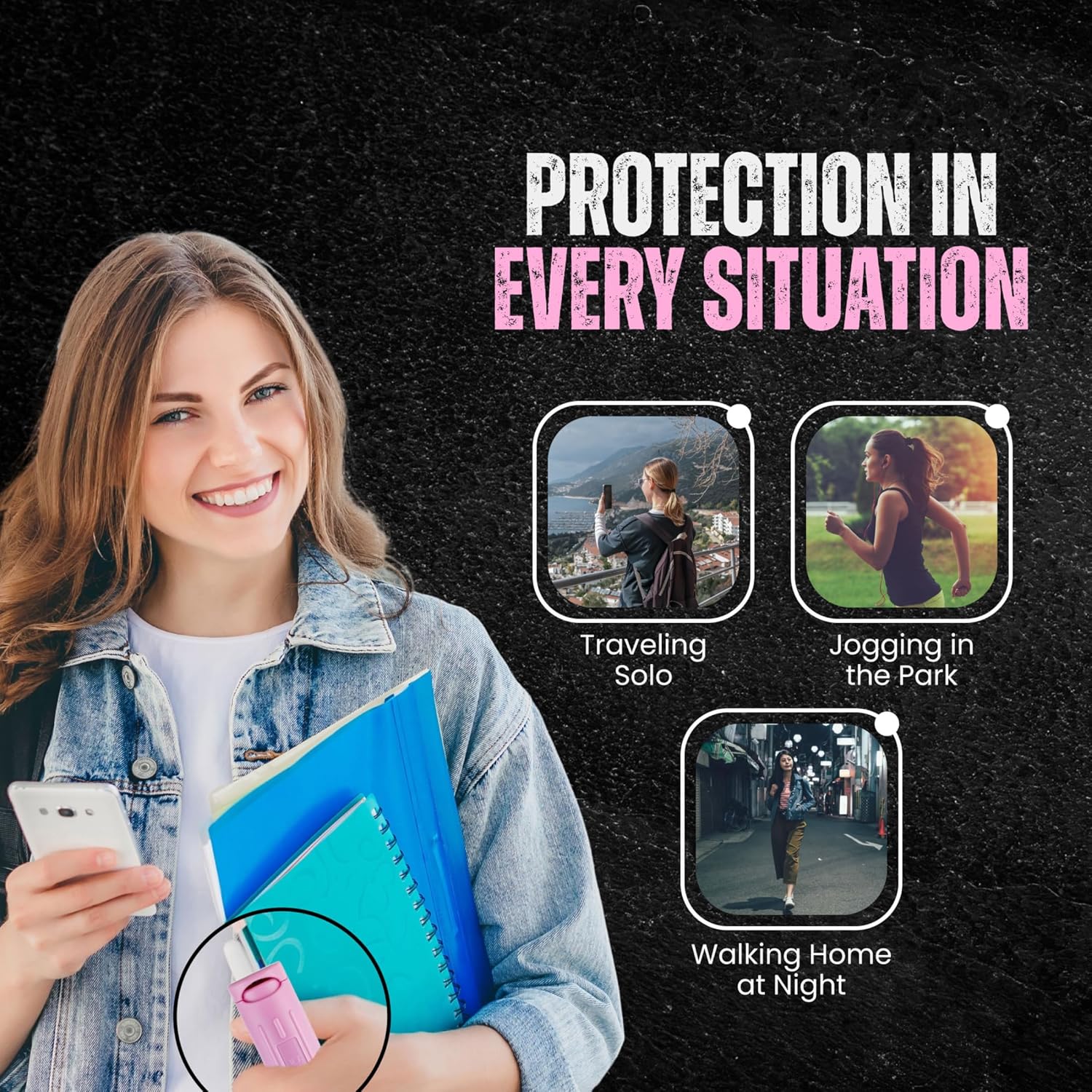 Police Magnum Keychain Pepper Spray Combo Safety Kit- Maximum Heat Strength OC with Pink Pocket Knife Self Defense- Made in The USA- 1 Pack Soft Pink FT