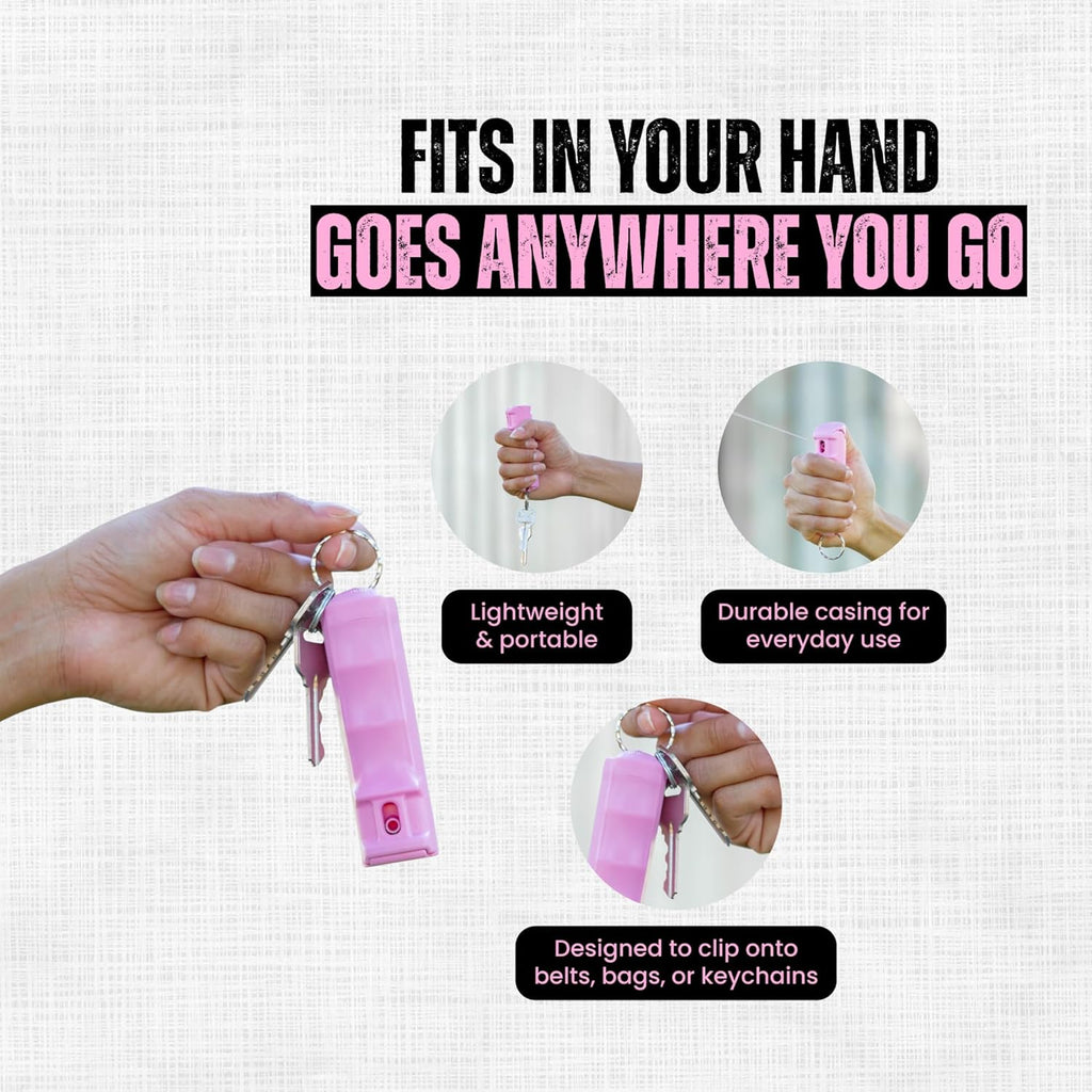 Police Magnum Keychain Pepper Spray Combo Safety Kit- Maximum Heat Strength OC with Pink Pocket Knife Self Defense- Made in The USA- 1 Pack Soft Pink FT