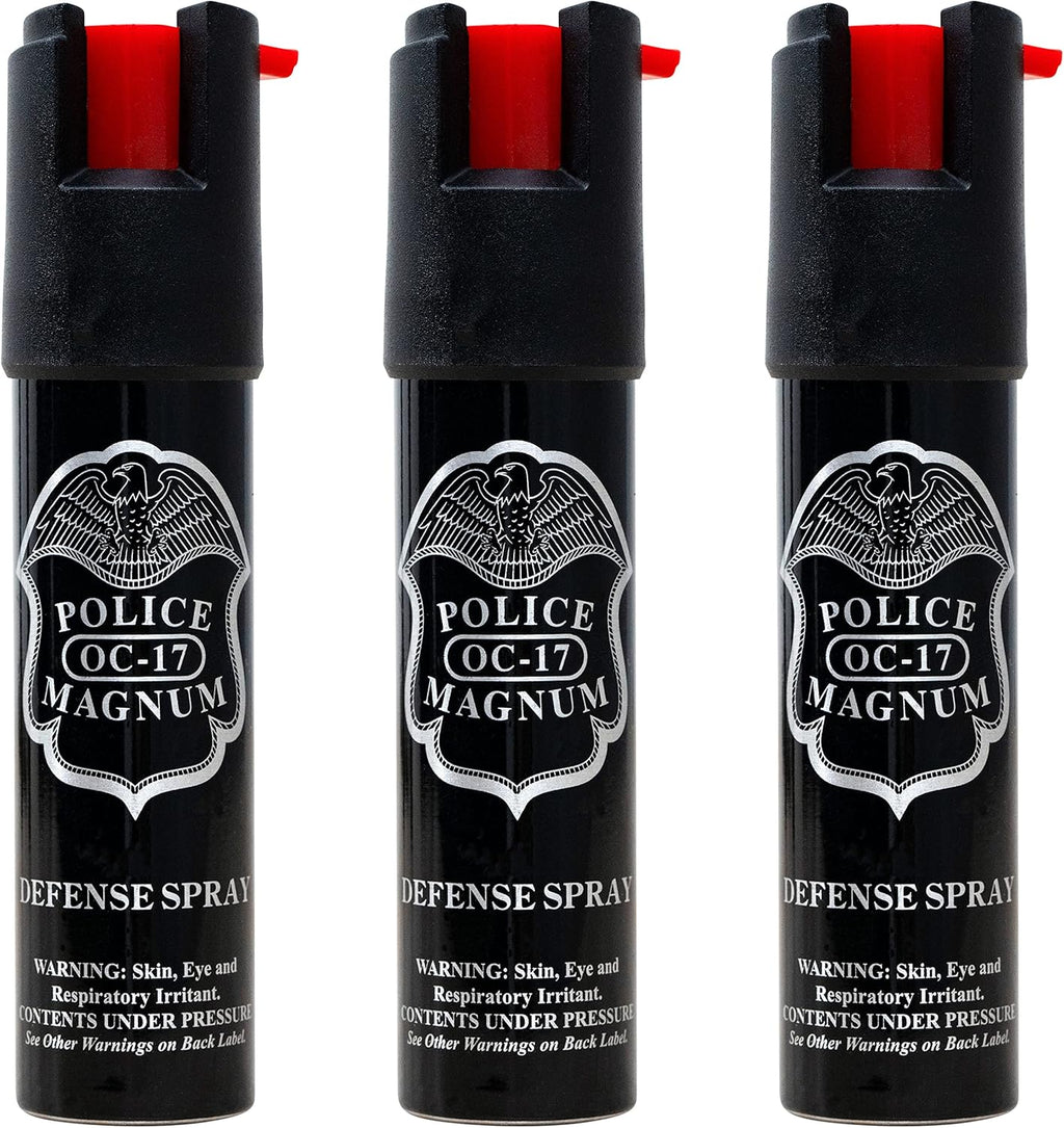 Police Magnum Compact Pepper Spray Self Defense- Tactical Maximum Heat Strength OC- Small Discreet Carry Canister- Made in The USA