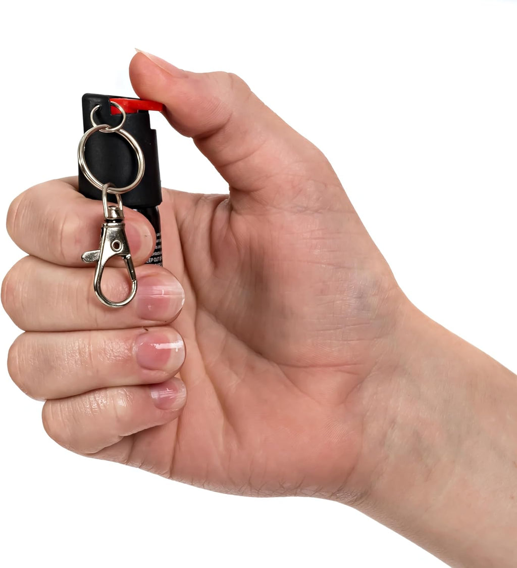Burn Pepper Spray for Self Defense - 1/2oz Compact Pepper Spray for Women with Keychain, Maximum Strength, Police Grade with UV Dye, Ideal for Personal Safety, Security, Joggers & Home Defense, Black