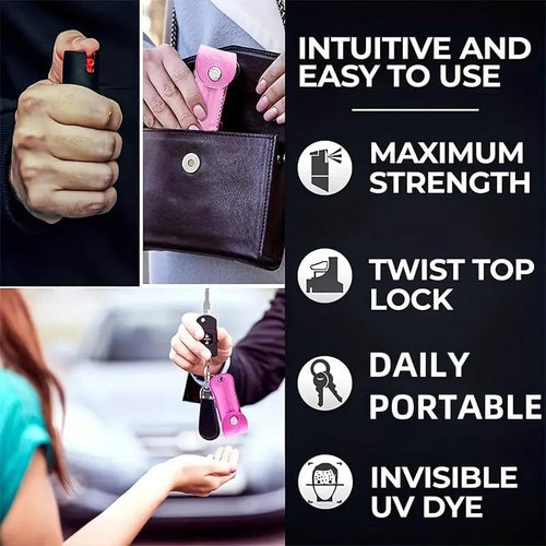 3-Pack 20ml Bling Pepper Spray Keychain for Women – Decorative Acrylic Design, Snap-Clip Carry, Twist Safety Lock (1.33% OC Formula)