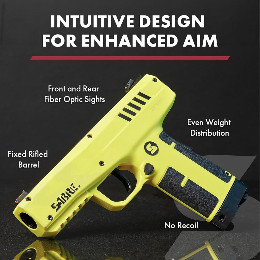 Sabre Home Defense Projectile Launcher, Large Size with (7) 0.68 Cal. Impact Projectiles, 40% More Stopping Power for Extra Home Protection, Holds Up to 7 Projectiles