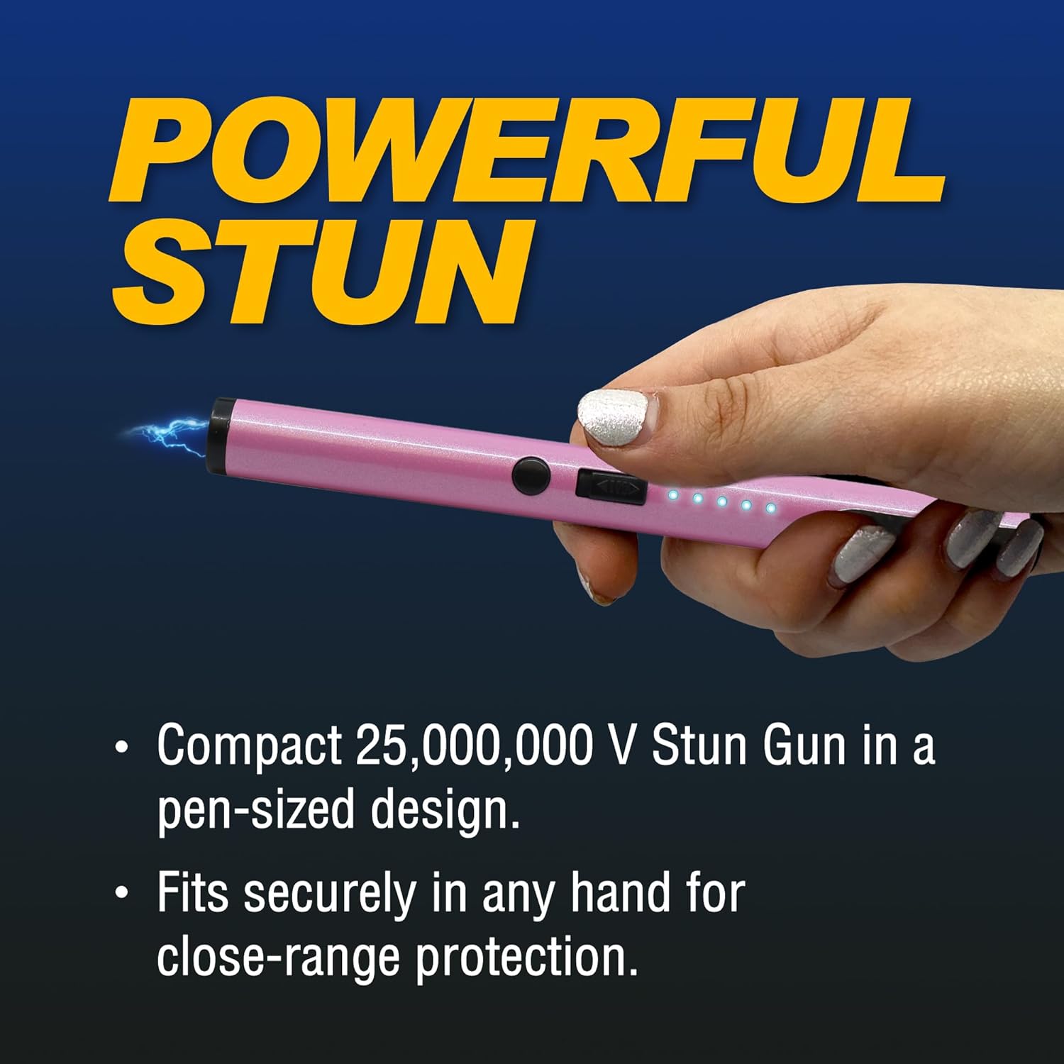 Streetwise Pain Pen 25,000,000 Volts Stun Gun for Self Protection - Tactical Stun Pen for Women and Men, USB Rechargeable, Battery Indicator, Durable Clip, Compact and Concealable for Protection