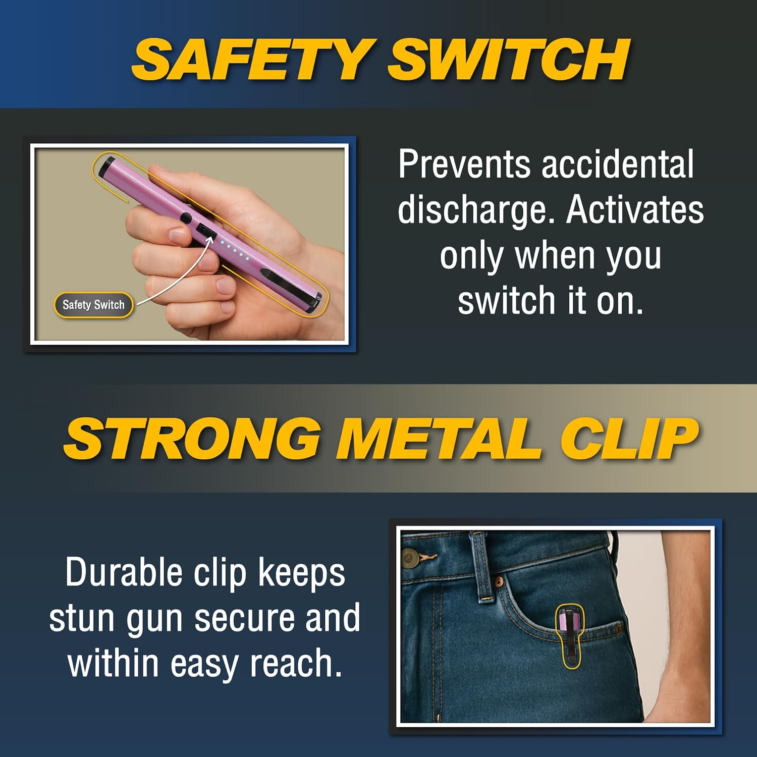 Streetwise Pain Pen 25,000,000 Volts Stun Gun for Self Protection - Tactical Stun Pen for Women and Men, USB Rechargeable, Battery Indicator, Durable Clip, Compact and Concealable for Protection