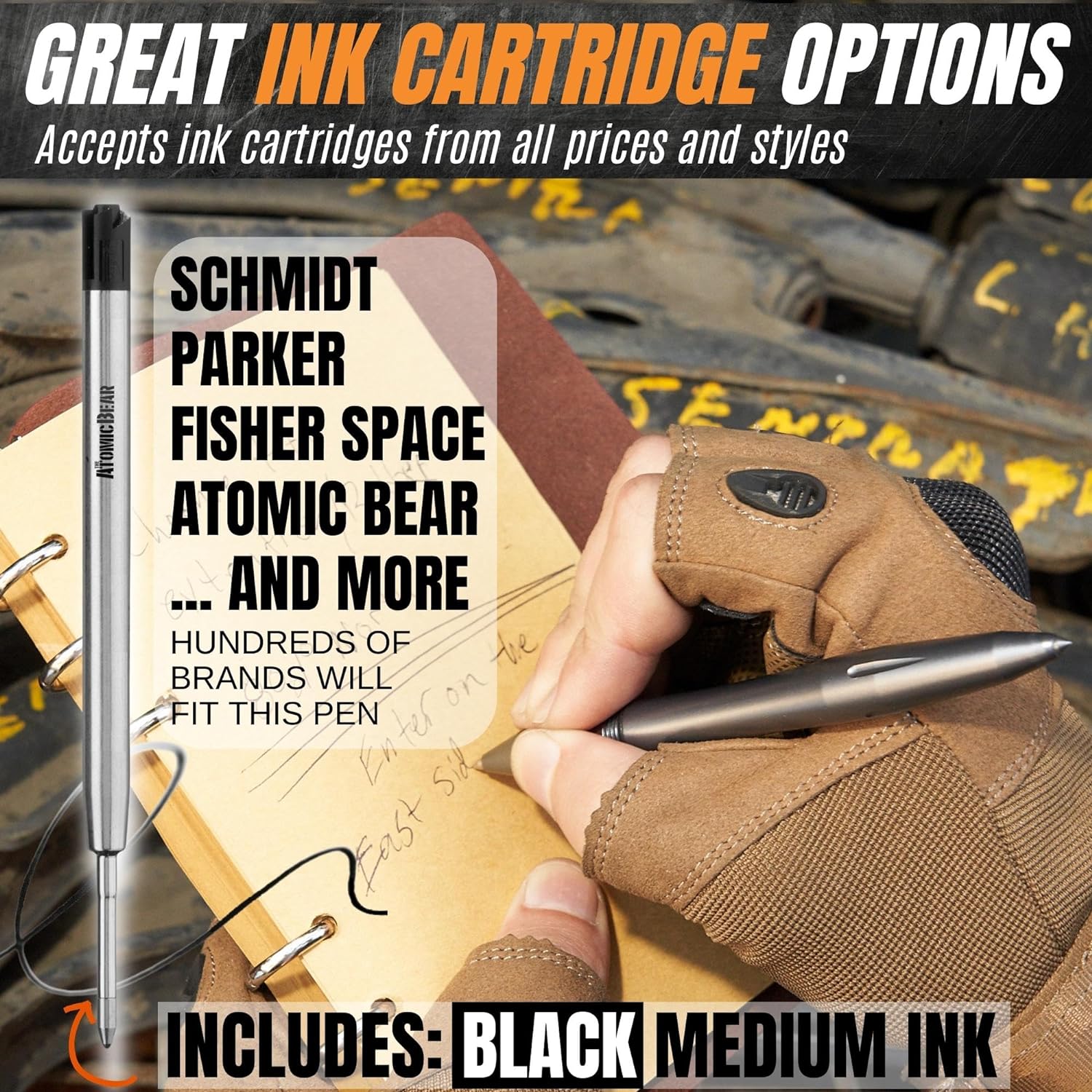 Self Defense Tactical EDC Pen, Car Window Glass Breaker, Emergency & Survival Military Pens For All Weather With 2 Ink cartridges, Cool Gadget for Men and Women