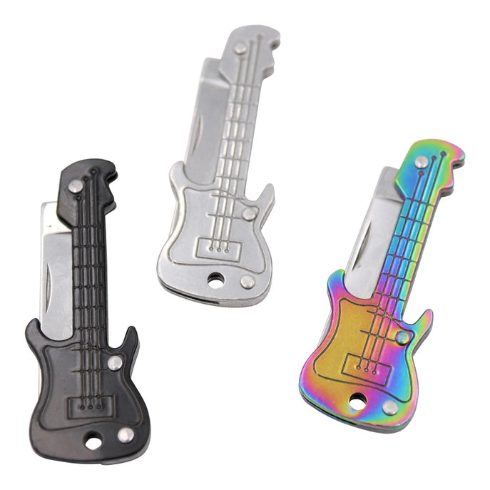 Mini Folding Edc Knife Keychain – Guitar Shape Utility Pocke