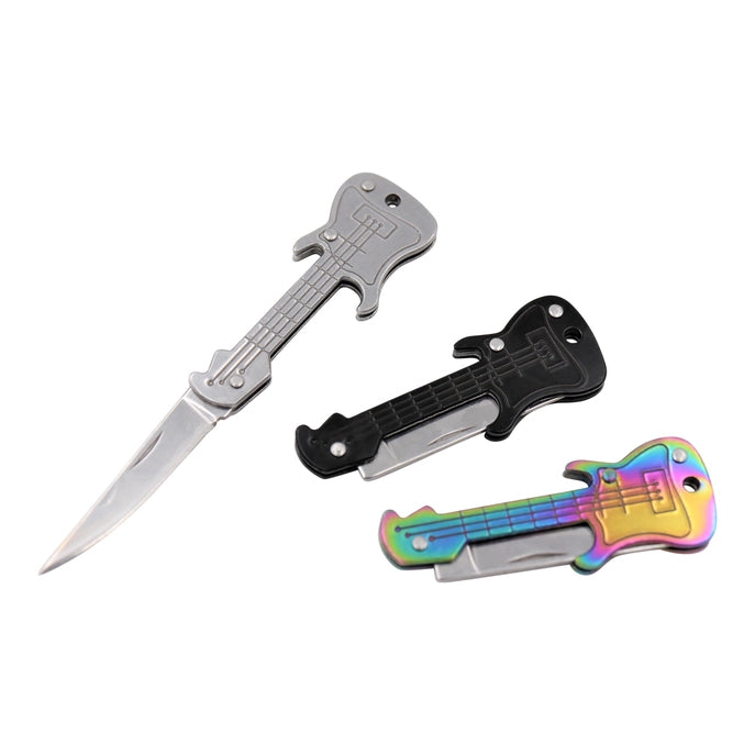 Mini Folding Edc Knife Keychain – Guitar Shape Utility Pocke