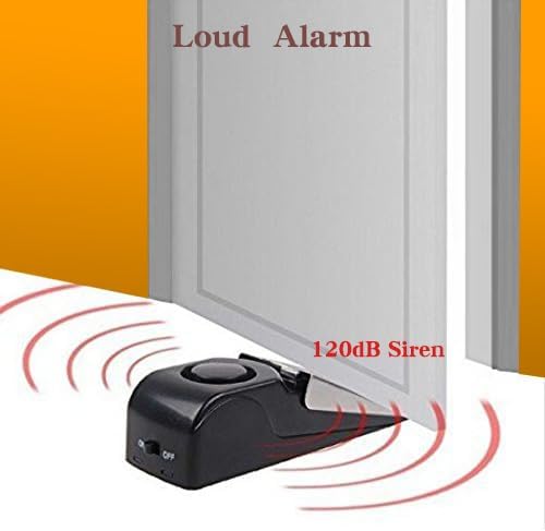 EMDMAK Door Stop Alarm with 120DB Siren Door Stop for Home & Travel (Black) (Pack of 2)