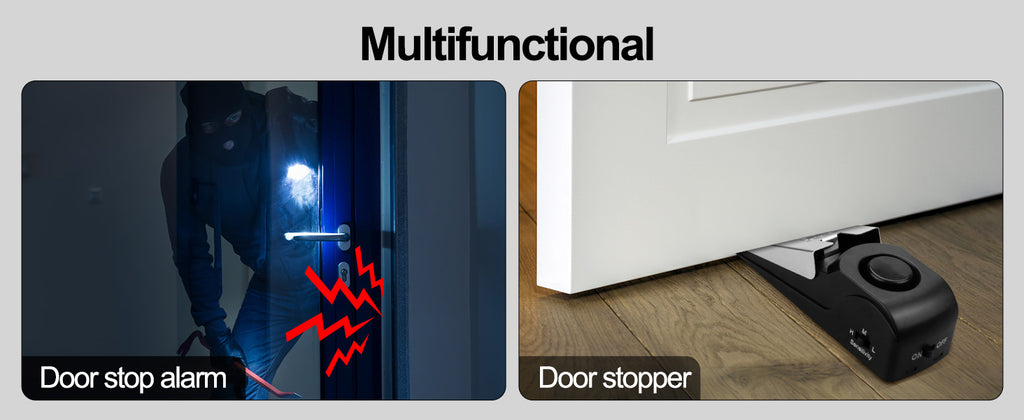 EMDMAK Door Stop Alarm with 120DB Siren Door Stop for Home & Travel (Black) (Pack of 2)