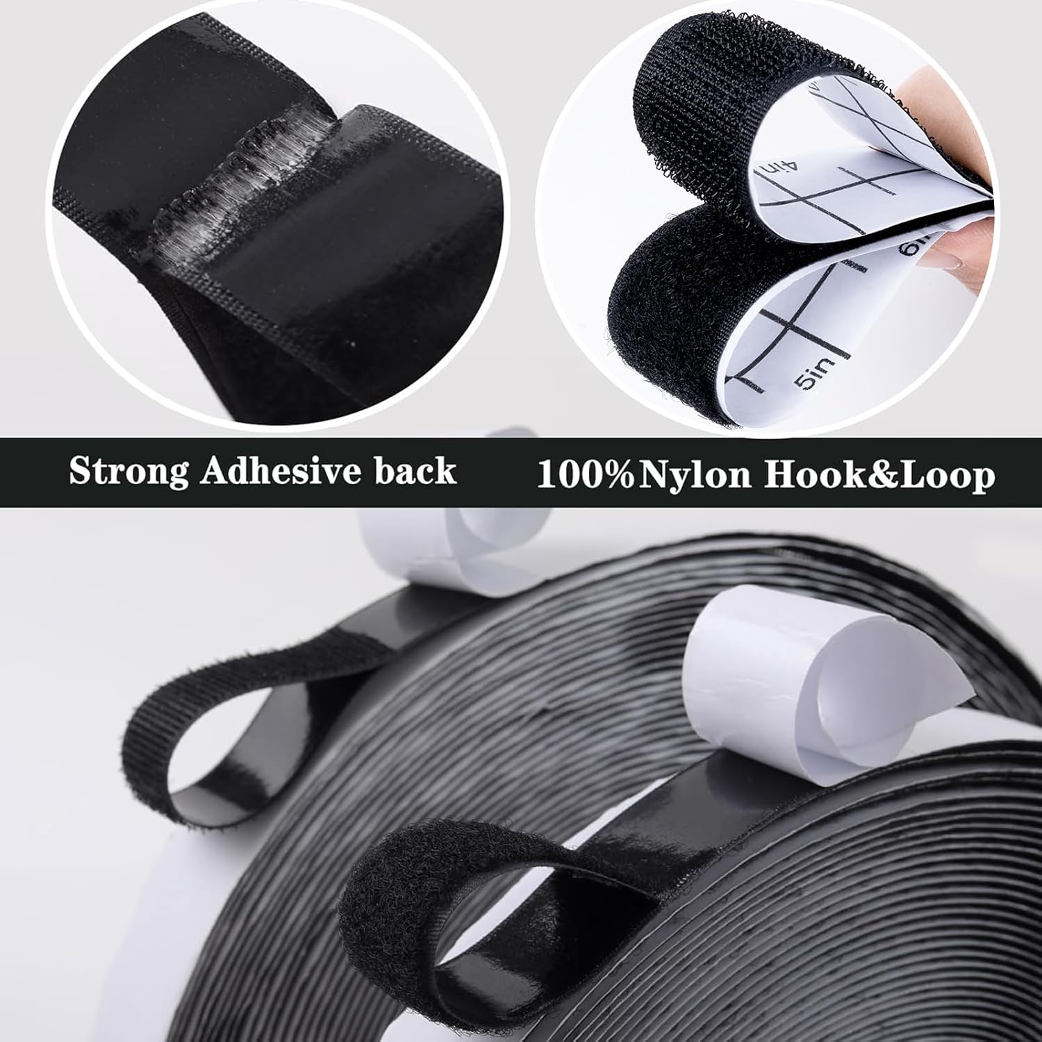 Navona 30Ft x 1 Inch Hook and Loop Strips with Adhesive – 2 Rolls Heavy Duty Hook and Loop Tape with Backing for Home, Office, School, and Crafting Projects, Black