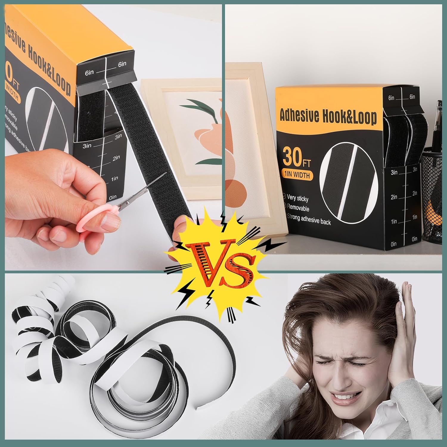 Navona 30Ft x 1 Inch Hook and Loop Strips with Adhesive – 2 Rolls Heavy Duty Hook and Loop Tape with Backing for Home, Office, School, and Crafting Projects, Black